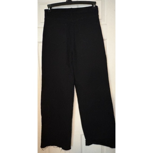 Pink Lily Black Wide Leg Jeans Frayed Hem Size 34 - Picture 3 of 3